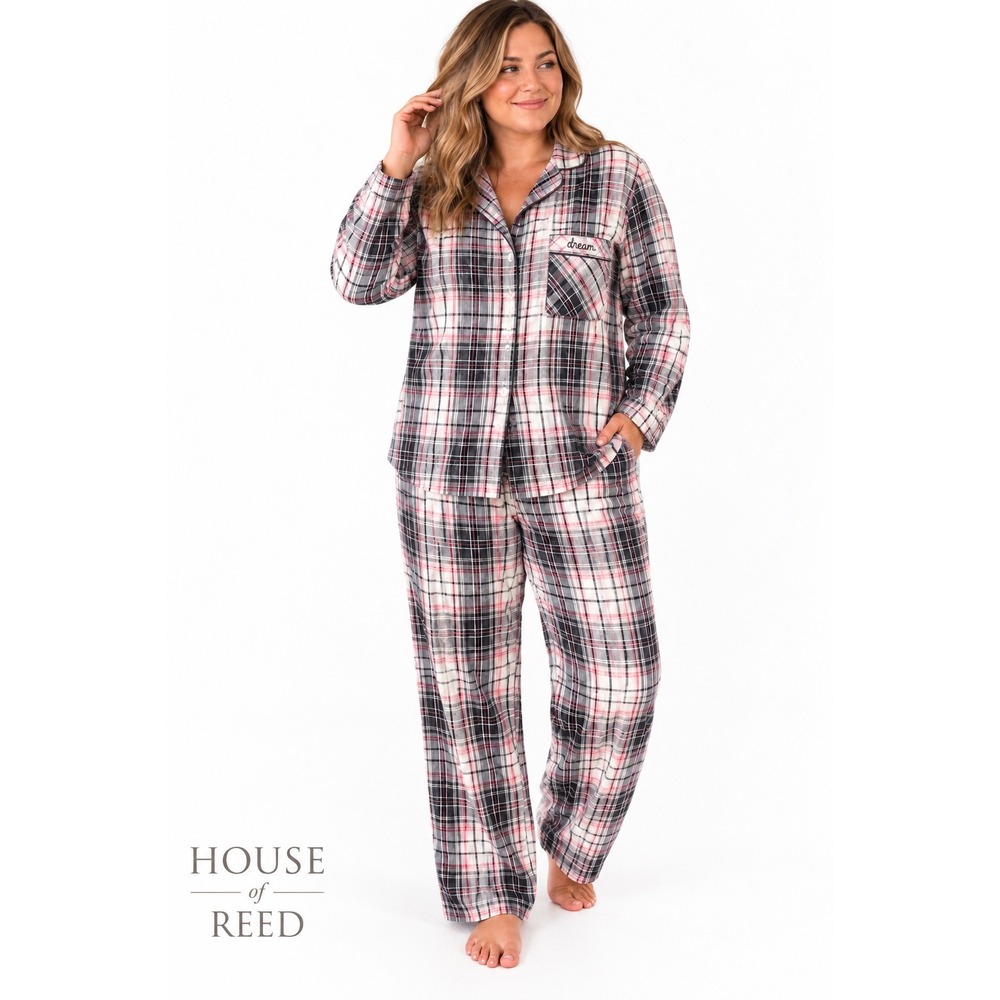 Victorias Secret Pink Black Plaid Pajama Set XL Cotton Modal Dream Sleepwear